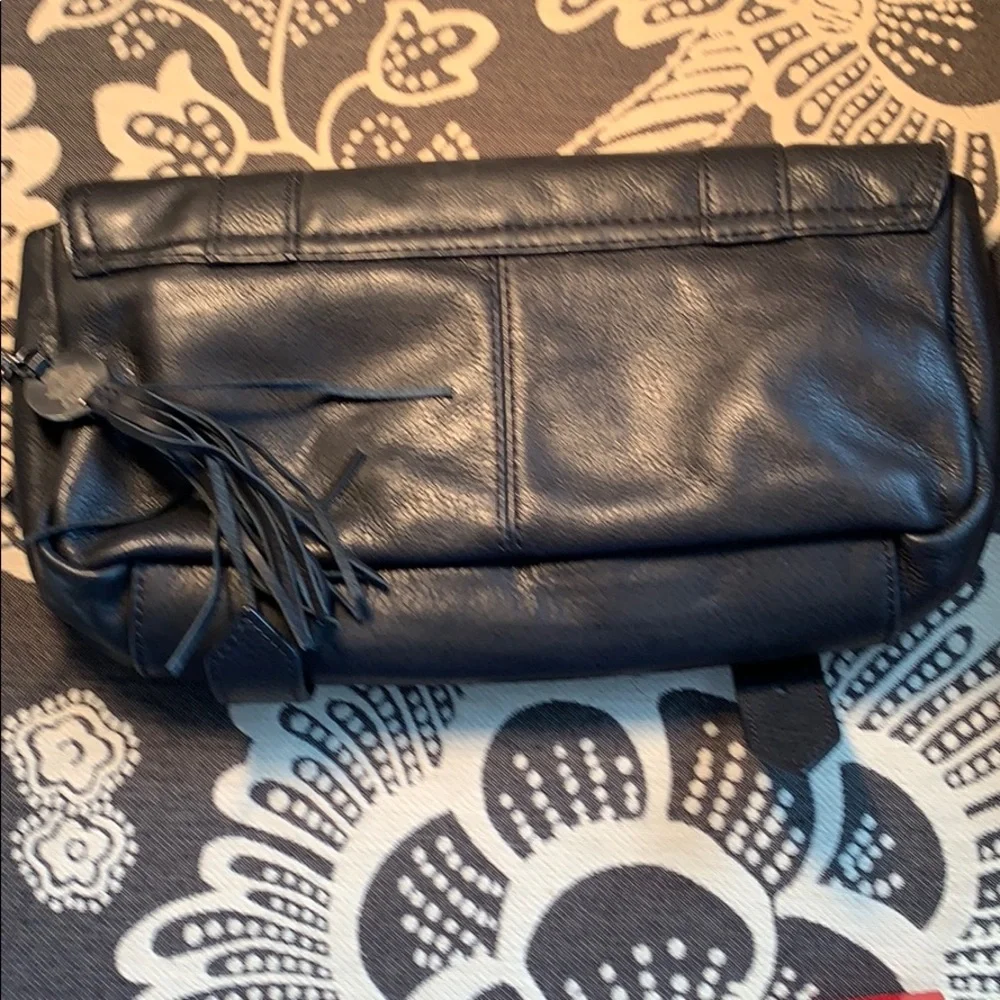 Crown Clutch Black Leather NWOT